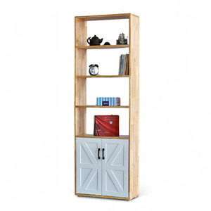 Librero de Madera de Caucho de 60x26x180cm con Cajones Plegables KS68251 para Oficina en Casa, Taller, Sala de Estar y Escalera - Product Image 1