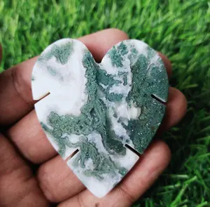 Wholesale Bulk Natural Moss Agate Hand Made Leaf Carving Orgone Crystal Crafts Polished Druzy Crystal Energy Healing Stone