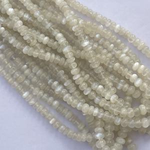 6mm 8mm 10mm piedra lunar blanca Natural suave Rondelle cuentas hebra precio al por mayor piedras preciosas semipreciosas fabricación de joyas - Product Image 2