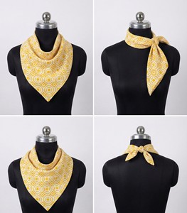 Bandanas en coton Dabu imprimé floral à la main, tendance, respirants, durables, multi-usages, séchage rapide, couleur jaune carré - Product Image 4