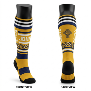 Calcetines de fútbol gaélico para mujer y hombre, mezcla premium de poliéster, algodón y elastano, tejido jacquard, panel con logo a rayas, soporte acolchado - Product Image 5