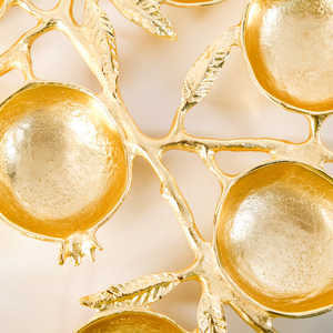 Ensemble de vaisselle de luxe en émail doré, bol de service en forme de grenade, bol à noix à 6 sections, plat à fruits en métal durable, serveur de fruits secs - Product Image 2