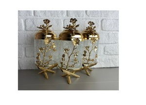 New Selling Brass Frame Hammered Glass Golden Canister Food Storage <b>Lid</b> for <b>Decorative</b> Item for Part and Wedding - Product Image 2