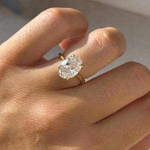 8x10mm ovale coupe blanc CZ Solitaire bague de fiançailles bande d'or classique mariée mariage anniversaire proposition femmes bijoux - Product Image 5