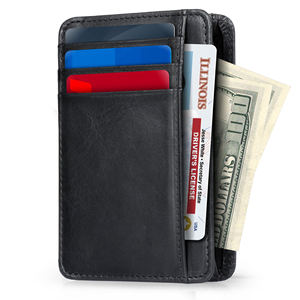 Custom Genuine <b>Leather</b> Card Holder Slim <b>Wallet</b> For Business Cards With Hand Stitching Burnished Edges HLC-0014 - Product Image 1