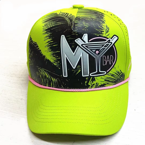 Casquette de sport imperméable à 5 panneaux personnalisée 2026, entièrement imprimée, avec trous perforés au laser sur le devant, avec cordon - Product Image 3