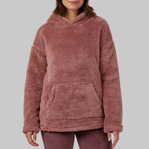 Sweat à capuche en Sherpa pour femmes adultes pour l'extérieur Sweat à capuche surdimensionné à manches longues imprimé personnalisé pour femmes - Product Image 1