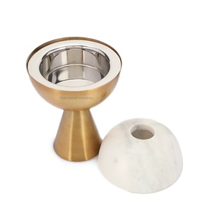 Luxury Arabic Oud <b>burner</b> Incense Bakhoor Charcoal <b>Burner</b> New Aged Brass & Marble Top Censer <b>burner</b> Matte Gold - Product Image 2