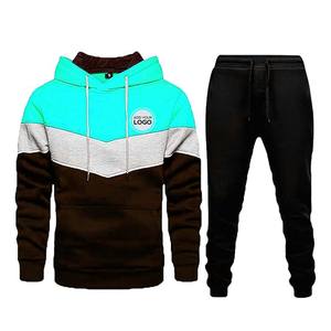 Mens Winter Streetwear Tracksuit Set Jogging Bottom Pullover Printed Fleece <b>Hoodie</b> Solid Grey Tops - Product Image 3