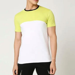 T-shirt 100% coton tissé couleur unie décontracté col rond coupe ample respirant personnalisable style de rue imprimé pour hommes - Product Image 2