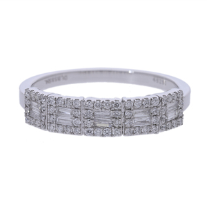 Elegant 14K White Gold Rhodium Plated Diamond <b>Ring</b> Five Square Panels Natural Brilliant Cut Diamonds Stunning Geometric Design - Product Image 1