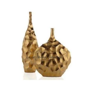 Vase design martelé moderne pour fleur Double ton ombre blanc doré couleur fait à la main Art créatif balcon jardinières de l'Inde - Product Image 6