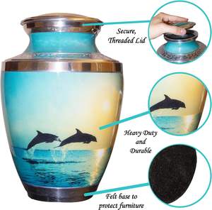 เรือนฝังศพปลาโลมาเต้นรําที่กําหนดเองมนุษย์ผู้ใหญ่ปลาโลมามหาสมุทรสีฟ้าคนรักงานศพ Urn พร้อมที่จับคู่ของที่ระลึก - Product Image 2
