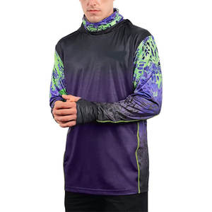 100% polyester pêche à capuche extérieur sublimé pêche à capuche séchage rapide respirant à manches longues sweats à capuche - Product Image 1