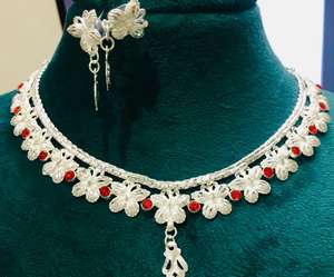 สร้อยคอทองแดงดูดีจากอินเดียสตรีคลาสสิกโซ่เสน่ห์ผีเสื้อสีแดงเครื่องประดับเงิน925รูปสร้อยคอ - Product Image 1