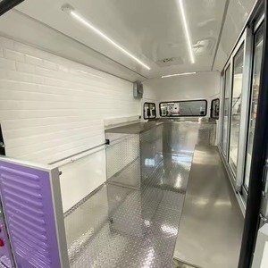 Camion de restauration mobile violet moderne à 4 roues, châssis en acier inoxydable, remorque de traiteur en aluminium, 4 personnes, burgers, frites, glaces - Product Image 3