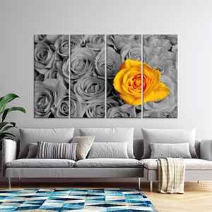 Yellow <b>Rose</b> Canvas Print: Elegant Floral Graphic Design Wall Art,SET OF 4 CANVAS - Product Image 1