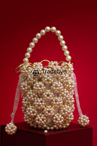 Beautiful pearl <b>clutch</b> for <b>bridesmaids</b> weddings and fashion events handmade purse for women by Tradebyd - Product Image 2