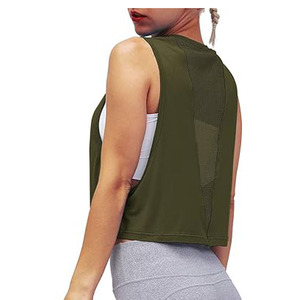 เสื้อออกกำลังกายรูปตัววีแบบลำลองมีช่องระบายอากาศด้านหลังสำหรับยิมโยคะและวิ่งโลโก้ออกแบบได้ตามต้องการ - Product Image 5