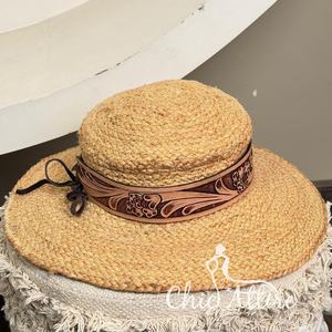 Reasonable Price Hand Tooled Leather Hat <b>Band</b> Unisex Adjustable Genuine Leather <b>Band</b> for Sun Hat Braided Hat <b>Bands</b> for Cowgirl - Product Image 1