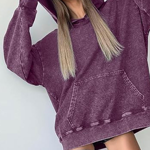 Sweat à capuche unisexe surdimensionné en molleton 100% coton, délavé à l'acide, effet tie-dye, vintage, épaules tombantes, fabricant OEM de sweats à capuche d'hiver - Product Image 6