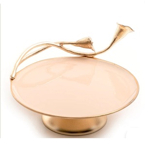 Superior Quality Golden Plated Finishing <b>Cake</b> <b>Server</b> Rounded Platter For Event & Birthday Party Celebration Usage Items - Product Image 2