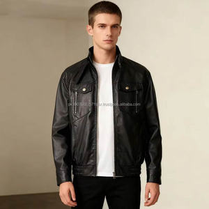 Chaqueta de Cuero Vacuno Vintage Bordada y Transpirable para Hombre, con Cuello Camisero, Diseño de Motocicleta y Logotipo Frontal - Product Image 1