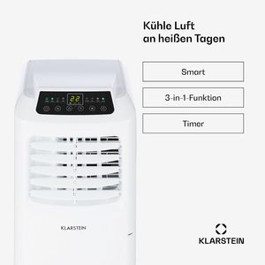 เครื่องปรับอากาศแบบพกพา 7000 BTU สำหรับบ้าน ควบคุมผ่านแอพ WiFi 3 in 1 ระบบทำความเย็น ลดความชื้น และพัดลม สำหรับห้องขนาด 10-15 ตร.ม. ระดับเสียง 50 เดซิเบล สีขาว - Product Image 2