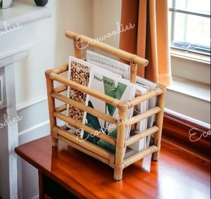 Rustic Newspaper Holder Stands Modern Magazine Collector Portable <b>Bamboo</b> Magazine <b>Rack</b> with Handle Newspaper Stand Organizer - Product Image 1