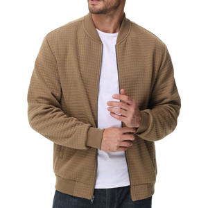 Veste matelassée à fermeture éclair col rond manches longues pour hommes, manteau confortable et chaud d'extérieur, logo avant, couleur unie, nouveauté 2025 - Product Image 4