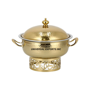 Casserole de cuisine de table martelée en métal finition argentée Meilleure vente Chauffe-plat décoratif de luxe en métal - Product Image 5