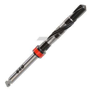 Foret droit DNT 02.8mm externe irrigué, code couleur rouge en acier inoxydable, foret dentaire - Product Image 1