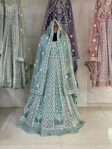 Tissu de qualité d'exportation en filet papillon pur robe de mariée Anarkali et broderie de paillettes pour femmes disponibles au prix d'exportation - Product Image 3