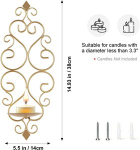 Hot Selling <b>Leaf</b> Style Sconce Quality Metal Wall Hanging Candle Stand and Tealight Holder for Home Decorations for Christmas - Product Image 3