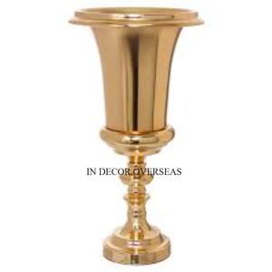 Accrocheur Look Unique Fantaisie Designer Haute Qualité Plaqué Or Top Qualité En Aluminium Coulé Décoration De Mariage Trompette Vase - Product Image 5