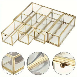 Organisateur de rangement multi-niveaux moderne en verre et métal pour la maison et le bureau, pour lunettes et petits accessoires - Product Image 5