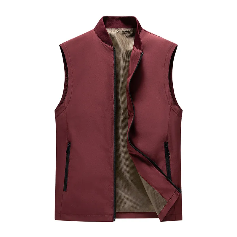 100% Nylon Custom OEM Wonderful Style Over Sized Men's Vest Stand Collar Multi-pocket Vest For Men Waistcoat For Outdoor
