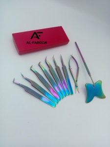 Tweezers For Eyelash Extension Rainbow Multi Color Pointed And <b>Boot</b> Shape with Butterfly Mirror Handle eyebrow <b>Spring</b> Scissors - Product Image 6
