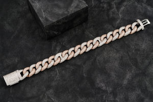 Two Row VVS Natural Cuban Link Chain Bracelet with Diamond New Design Iced Out Natural Jewelry From India on <b>Sale</b>! - Product Image 2