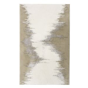 Tapis de bain et de douche rectangulaire en coton recyclé jacquard à motif abstrait, 70x120cm, couleur écru - Fabriqué en Turquie - Product Image 3
