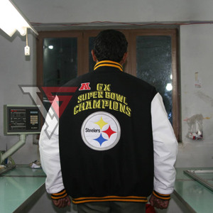 Wholesale Custom Men's Woolen Varsity Baseball <b>Jacket</b> Long Sleeve Winter Wear with Embroidered Chenille <b>Patches</b> - Product Image 4
