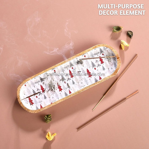 Modern Handmade Two Stick Incense Burner Holder New Natural Wood Ash Catcher Sandalwood <b>for</b> Lotus Scent <b>Box</b> Packed RF Religious - Product Image 3