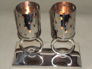 Porte-bougie artisanal finition nickel pour mariage et décoration intérieure, porte-bougie décoratif en métal - Product Image 3