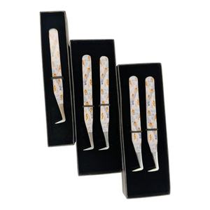 Puntas de Acero Inoxidable para Extensión de Pestañas, con Recubrimiento de Papel de 10 mm, Antimagnéticas, Antiestáticas, de 90 Grados, con Punta Plateada - Product Image 1