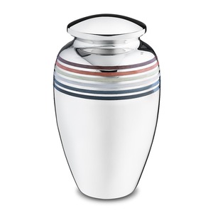 Urnes de crémation en métal pour cendres humaines, en aluminium, pour adultes, design d'ailes d'aigle avec abat-jour couleur blanc et argent - Product Image 6