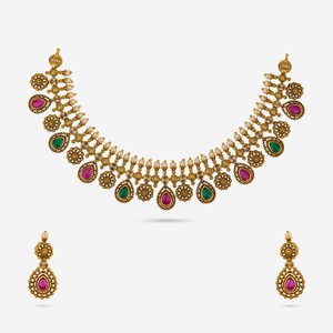 Collar de Aleación de Zinc con Diseño de Gota de Agua Corta en Oro Antiguo para Mujer, Ideal para Bodas - 188062 - Product Image 1