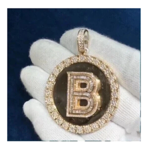 3Ct corte redondo Real Moissanite disco personalizado colgante Unisex Acero inoxidable Vintage hermosos colgantes encantos - Product Image 1