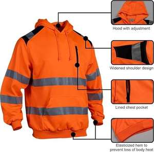 เสื้อฮู้ดแจ็คเก็ตทำงานฤดูหนาวแบบสะท้อนแสงมองเห็นได้ชัดเจน ระดับ 3 พร้อมโลโก้สั่งทำพิเศษ ผลิตจากโพลีเอสเตอร์ ปิดด้วยซิป เหมาะสำหรับงานฤดูหนาว - Product Image 5