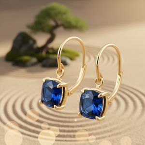 925 <b>Sterling</b> <b>Silver</b> Blue Hydro 10mm Cushion Earrings 18K Gold Plated Handmade Fashion Jewelry for Women Gemstone Jewellery - Product Image 2
