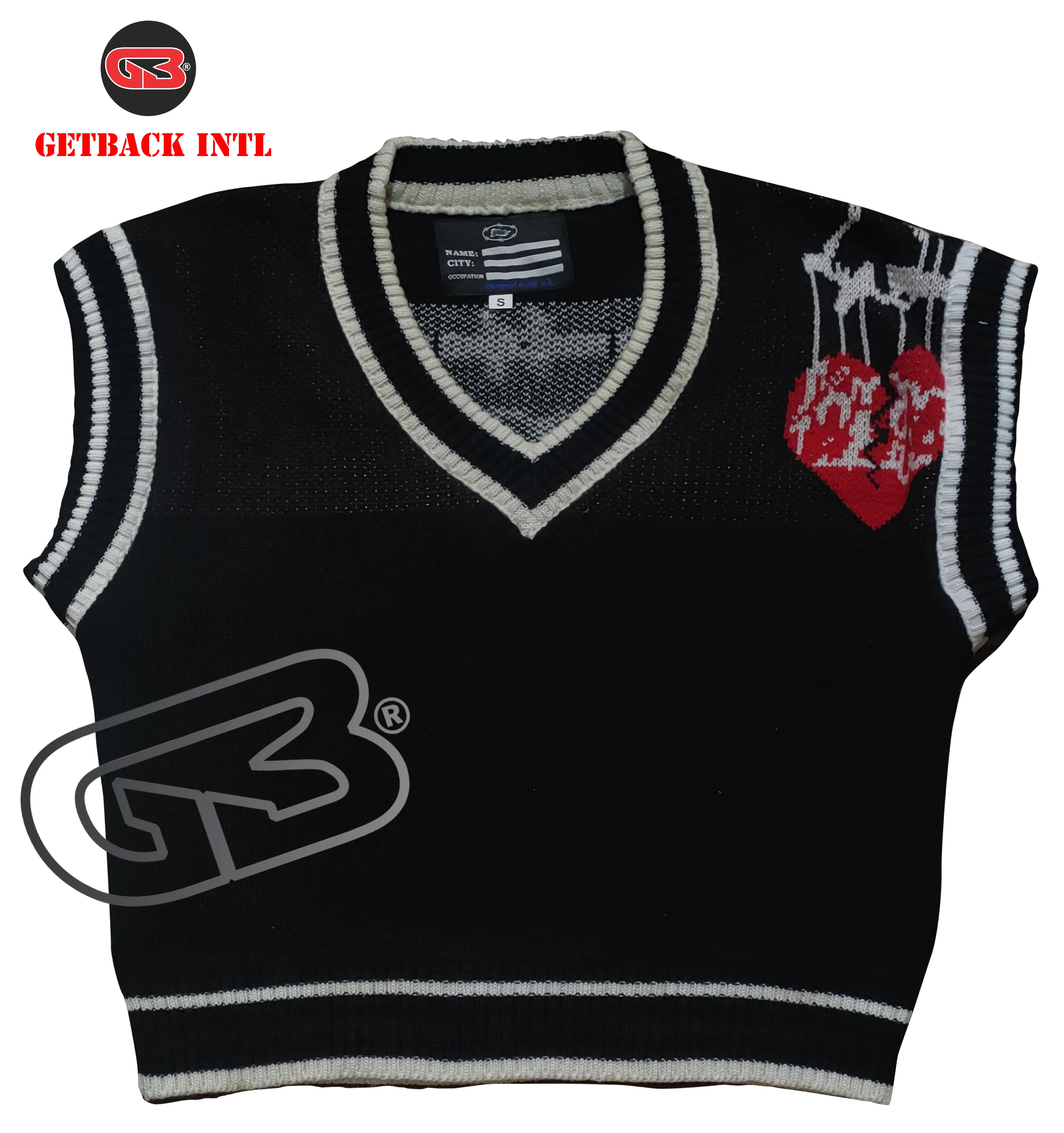 Knitting Pullover Sweaters 100% Wool Mens Computer Knit OEM Anti Technics Style Street New Material 2 Color V Neck Heart Design